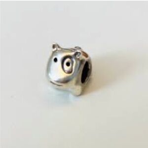Pandora discontinued rare Silver Dog Head Charm with Eye Patch Accent